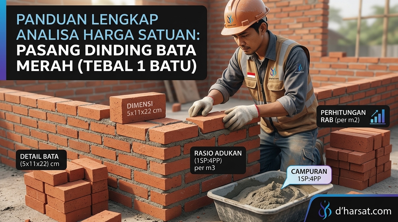 Cara Membuat AHSP Online dengan Dharsat.com (Studi Kasus Harga Satuan Pasangan Bata Merah)