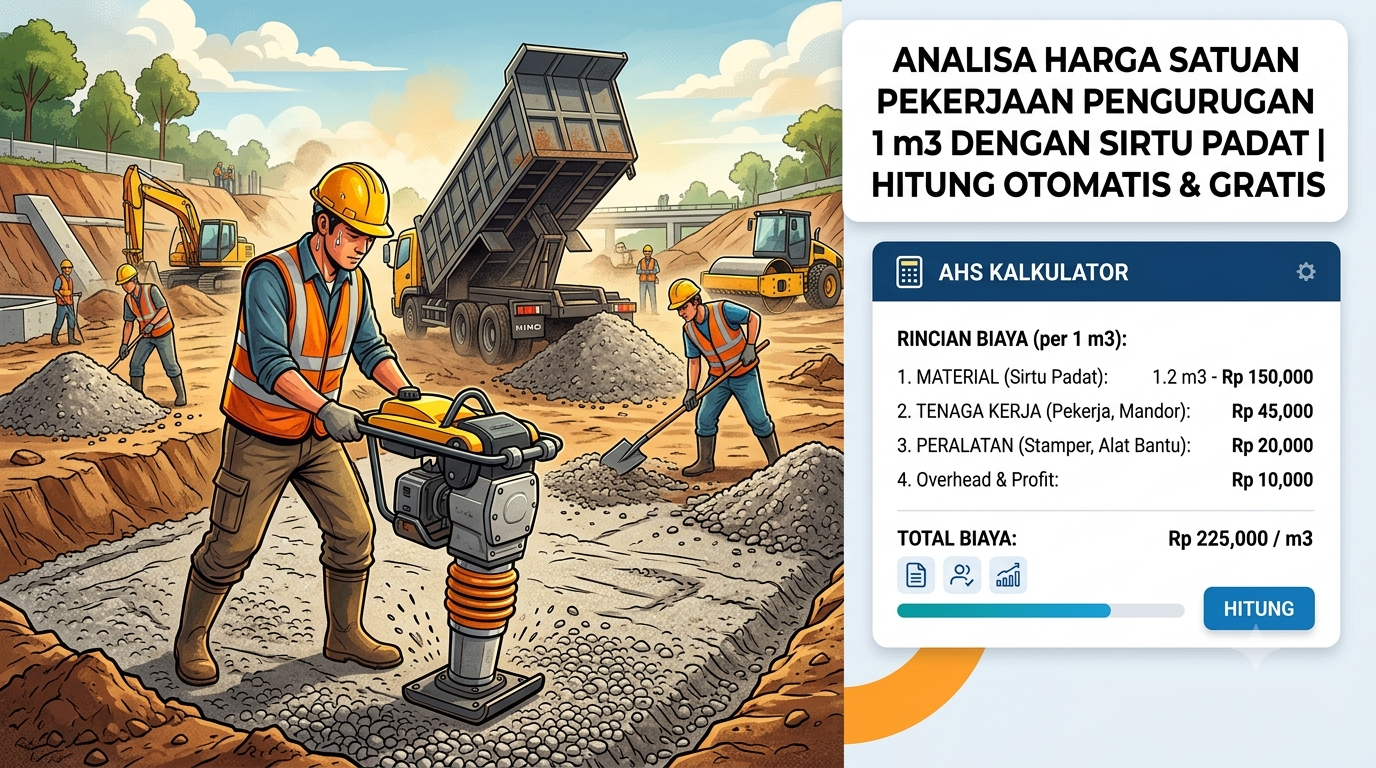 Analisa Harga Satuan Pekerjaan Pengurugan 1 m3 dengan Sirtu Padat | Hitung Otomatis & Gratis