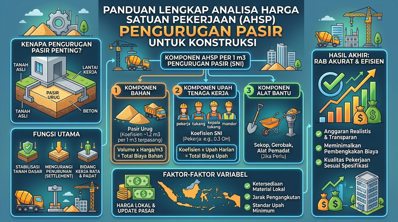 Analisa Harga Satuan Pekerjaan Pengurugan 1 m3 dengan Pasir Urug